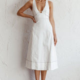 Elias Decorative Stitch Midi Dress White