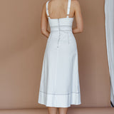 Elias Decorative Stitch Midi Dress White