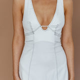 Elias Decorative Stitch Midi Dress White