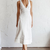 Elias Decorative Stitch Midi Dress White