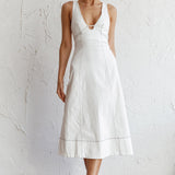 Elias Decorative Stitch Midi Dress White
