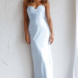 Azara Pintuck Bodice Maxi Dress Steel Blue