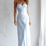 Azara Pintuck Bodice Maxi Dress Steel Blue