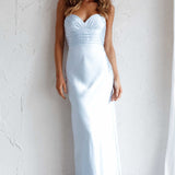 Azara Pintuck Bodice Maxi Dress Steel Blue