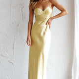 Azara Pintuck Bodice Maxi Dress Yellow