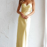Azara Pintuck Bodice Maxi Dress Yellow