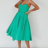 Salome Tied Back Knee Length Dress Green