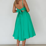Salome Tied Back Knee Length Dress Green