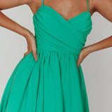 Salome Tied Back Knee Length Dress Green
