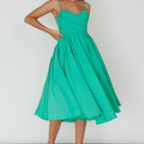 Salome Tied Back Knee Length Dress Green