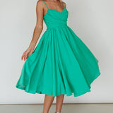 Salome Tied Back Knee Length Dress Green