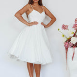 Salome Tied Back Knee Length Dress White