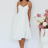 Salome Tied Back Knee Length Dress White