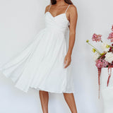 Salome Tied Back Knee Length Dress White