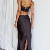 The Moment Satin Maxi Skirt Black