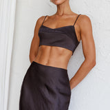 The Moment Satin Maxi Skirt Black