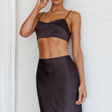 The Moment Satin Maxi Skirt Black