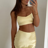 The Moment Satin Maxi Skirt Light Yellow
