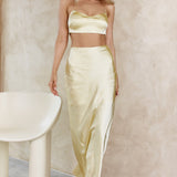The Moment Satin Maxi Skirt Light Yellow
