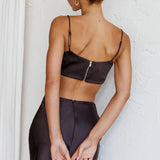 The Moment Cami Strap Crop Top Black