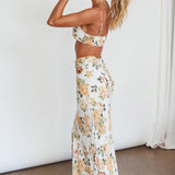 The Moment Satin Maxi Skirt Floral White