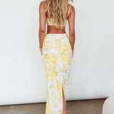 The Moment Satin Maxi Skirt Floral Yellow