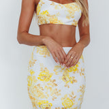 The Moment Satin Maxi Skirt Floral Yellow