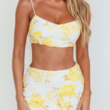 The Moment Cami Strap Crop Top Floral Yellow