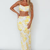 The Moment Cami Strap Crop Top Floral Yellow
