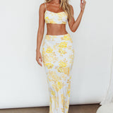 The Moment Cami Strap Crop Top Floral Yellow