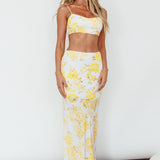 The Moment Cami Strap Crop Top Floral Yellow