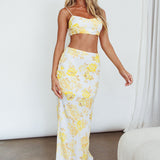 The Moment Cami Strap Crop Top Floral Yellow