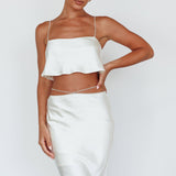 Tahni Diamante Chain Maxi Skirt Oyster