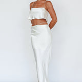 Tahni Diamante Chain Maxi Skirt Oyster