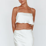Tahni Diamante Strap Crop Top Oyster