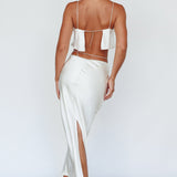 Tahni Diamante Strap Crop Top Oyster