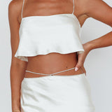 Tahni Diamante Strap Crop Top Oyster