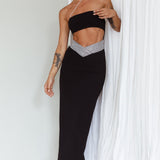Megyn Diamante Midi Dress Black