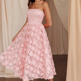 Dori Floral Embellished Midi Dress Blush