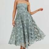 Dori Floral Embellished Midi Dress Sage