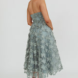 Dori Floral Embellished Midi Dress Sage