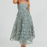 Dori Floral Embellished Midi Dress Sage