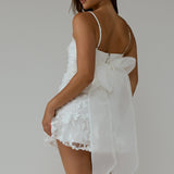 Dori Embellished Mini Dress Palm Tree White
