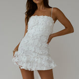 Dori Embellished Mini Dress Palm Tree White