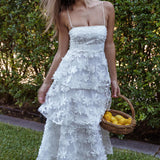Dori Floral Embellished Maxi Dress White