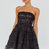 Dori Floral Embellished Mini Dress Black