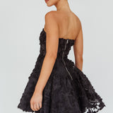 Dori Floral Embellished Mini Dress Black