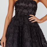 Dori Floral Embellished Mini Dress Black