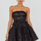 Dori Floral Embellished Mini Dress Black