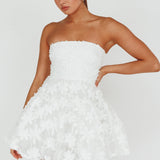 Dori Floral Embellished Mini Dress White